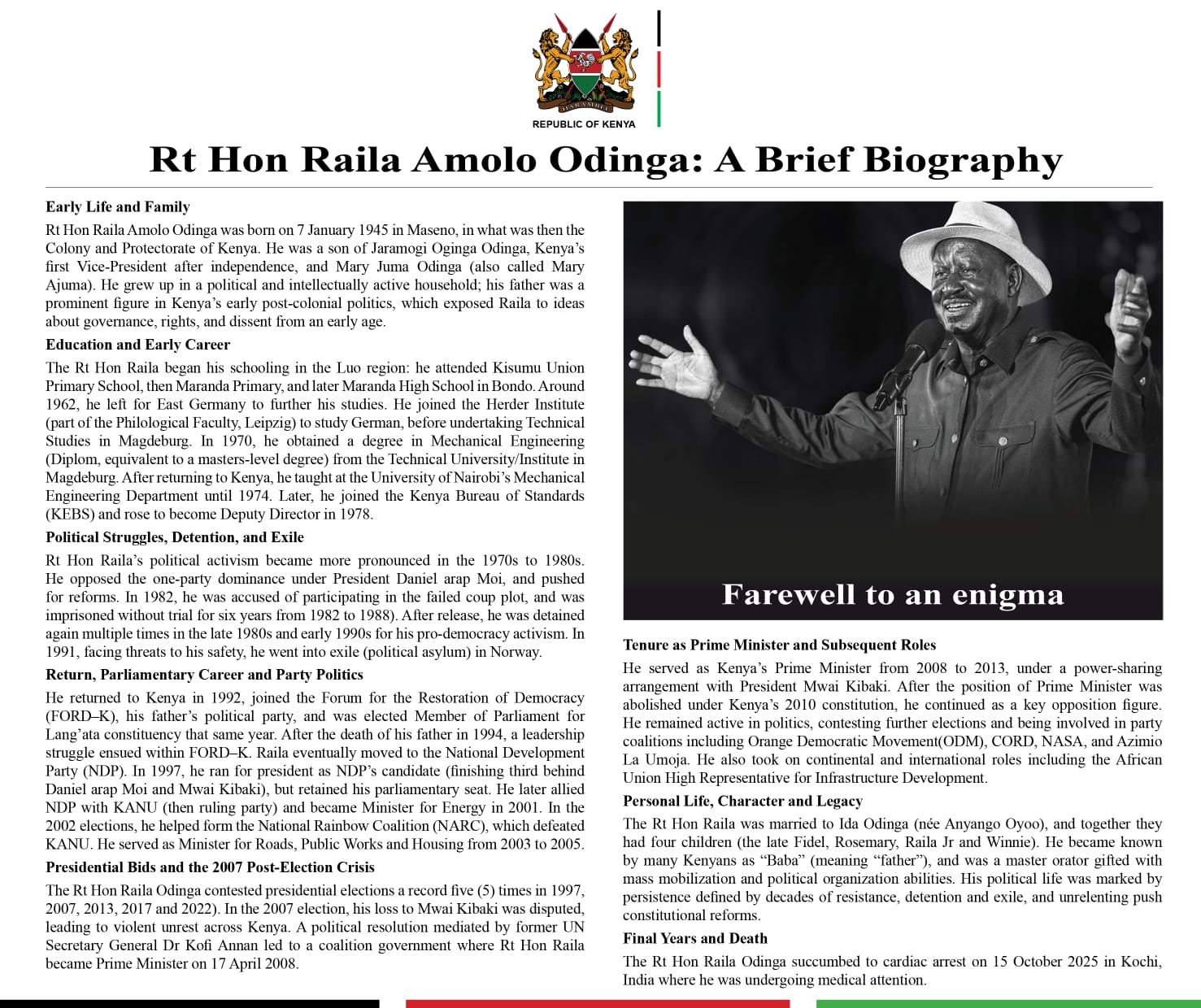 #KenyaMournsAnEnigma